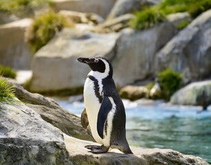 Naklejka premium Penguin in its natural environment