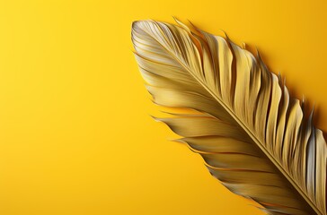 Feather on a yellow background. Craeted with AI