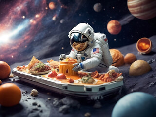 tasty food in space by ai generated - Powered by Adobe