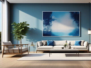 Contemporary Comfort: A stylish modern living room featuring sleek interior design, a comfortable sofa, and carefully curated furniture, creating a luxurious and inviting space