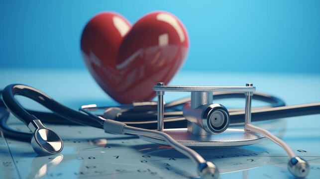 stethoscope and heart high definition photographic creative image