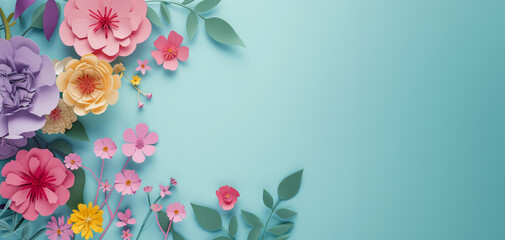 AI Generated Image Illustration of Mother’s Day banner with copy space and flowers