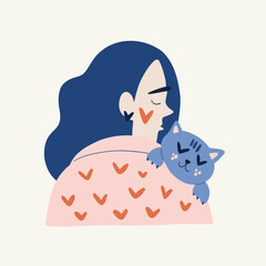 Modern Romantic, Valentine's day vertical flyer or poster template. Love hand drawn trendy illustration.