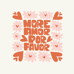 Modern Romantic, Valentine's day vertical flyer or poster template. Love hand drawn trendy illustration.