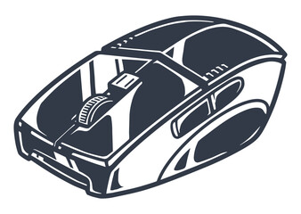 Gaming computer mouse monochrome sticker © DGIM studio