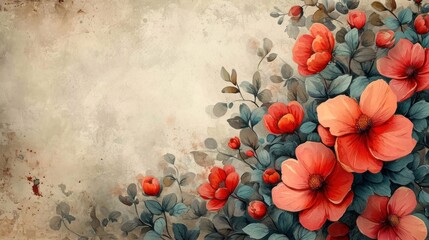 watercolor background, background with flowers with copy space