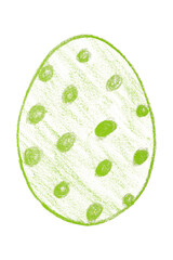 Drawing green Easter eggs isolated on transparent background.