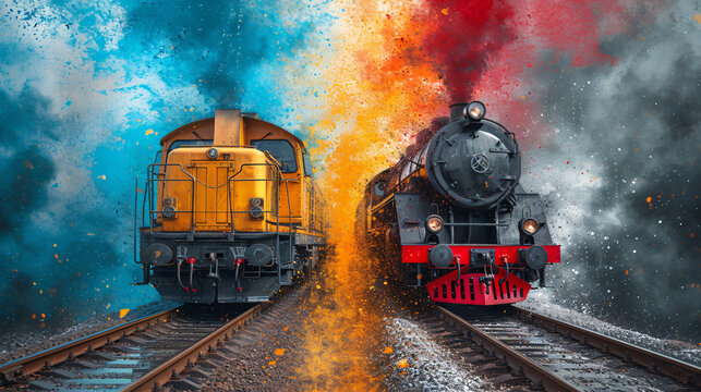 Explore the fascinating evolution of rail travel with our stock photos, comparing the charm of old trains with the efficiency and innovation of modern rail transport. 