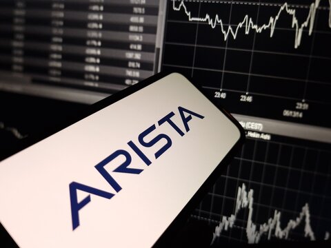 Konskie, Poland - January 21, 2024: Arista Networks company logo displayed on mobile phone