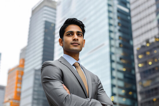 Portrait of Indian business man outside office 