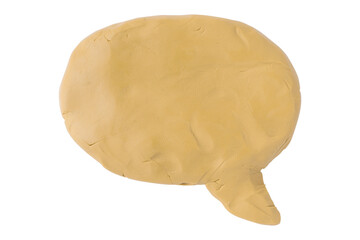Light brown speech bubble plasticine isolated on transparent background.
