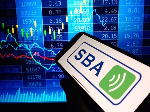 Konskie, Poland - January 21, 2024: SBA Communications company logo displayed on mobile phone