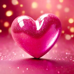 Obraz premium heart on pink glitter background. generative AI