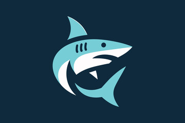 Naklejka premium Shark. simple flat logo. retro style. Vector illustration