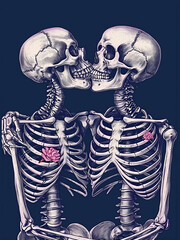 Valentines Day skeletons lovers couple