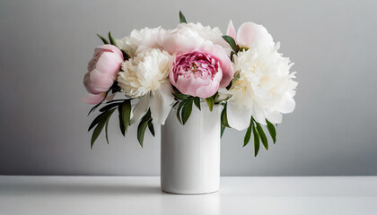 Peonies Bouquet Pink Vase