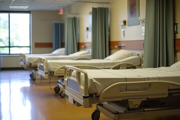 hospital bed hospital The room was clean and empty.