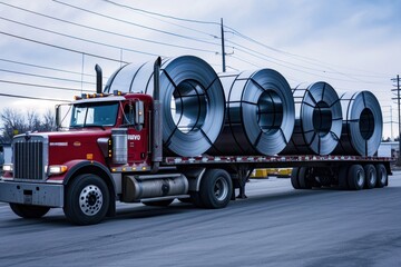 Fototapeta premium Truck carrying steel sheets