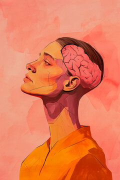 Mind Exposed - Surreal Illustration of a Human Profile Generative AI image