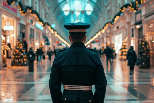The Black Friday Shopping Events Feature A Guard Standing Backwards In The Background