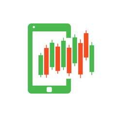 Phone Stats logo design template. Mobile finance logo icon design vector.