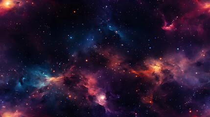 Fototapeta na wymiar Colorful space galaxy cloud nebula seamless texture background design. Universe, supernova, pattern.