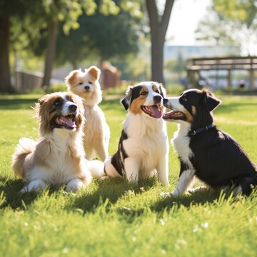 Lots of cute dogs together images Generative AI