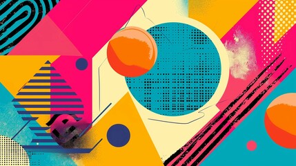 Abstract geometric background in vintage 80s style