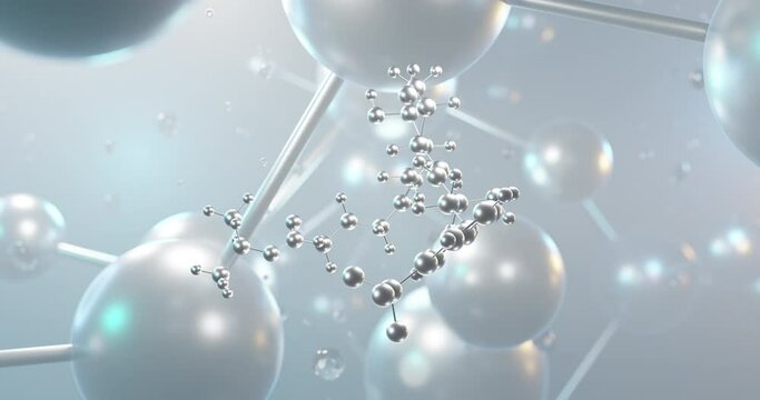 Travoprost rotating 3d molecule, molecular structure of travatan, seamless video