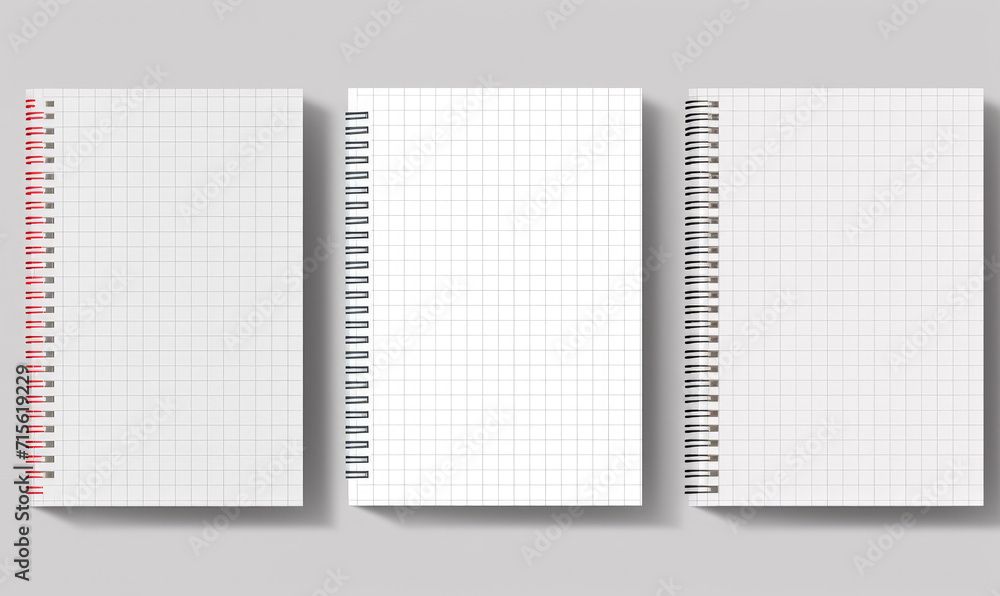 Aufkleber set of realistic illustrations of a torn sheet of paper from a workbook on white background