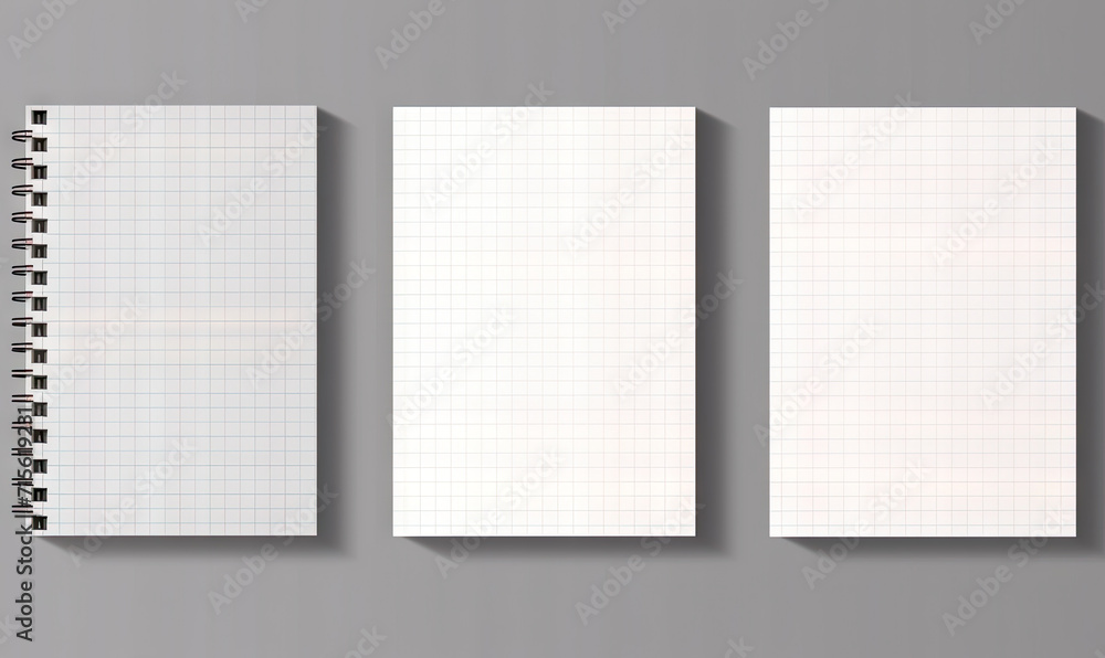 Poster set of realistic illustrations of a torn sheet of paper from a workbook on white background