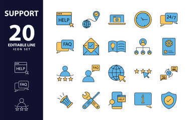 Support and customer icons Pixel perfect. Black fill icons set. tools, control, social, assistant, assistant, client, contact, cyberspace, desktop, feedback, fix, help, message, operator, ...