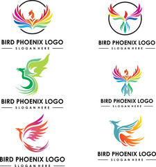 modern phoenix set logo template