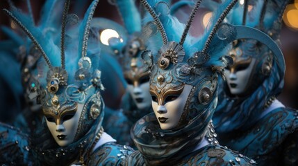 people venetian in carnival mask