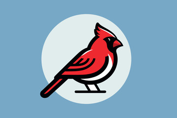 Red Bird Cardinal. Modern simple flat logo. Vector illustration