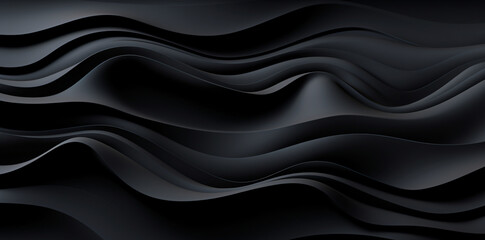 Obraz premium a black abstract texture with black wavy lines, in the style of repetitive, 3d, rounded, dark gray and indigo, soft-edged, stylish