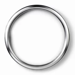 Tuinposter  a silver circle on white  background , round metal frame © Planetz