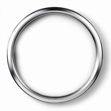  a silver circle on white  background , round metal frame