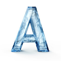 Glass textured letter A on clear white background	