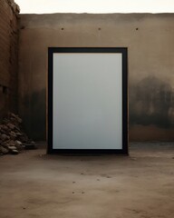 blank billboard on wall, blank picture frame on a wall