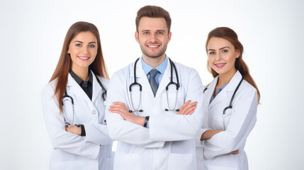 Fototapeta premium team of doctors in a uniform against white background