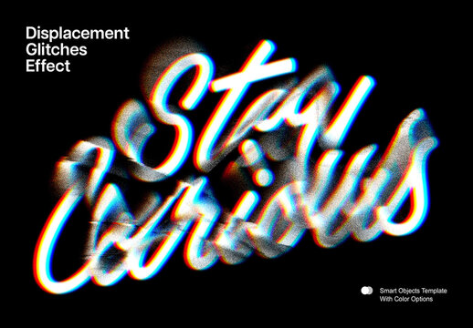 Displacement Glitch Sandstorm Text Effect Mockup Bundle