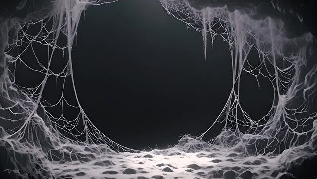 Spiderweb on black background. Scary spooky Cobweb. Isolated on black transparent background. Spiderweb for halloween, spooky, scary, horror decor Abstract horror background design mp4