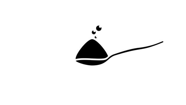 baking soda sign, soda on a spoon,  black isolated silhouette