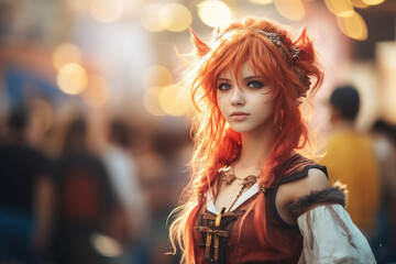 Japan anime cosplay portrait of girl with comic costume japanese theme generative AI