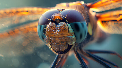 close up of a head dragonfly - obrazy, fototapety, plakaty