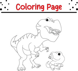 Coloring page cute mother baby dinosaur 