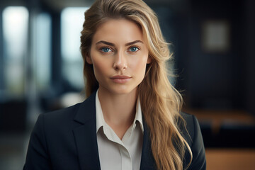 Fototapeta premium Generative AI portrait of happy successful confident office worker