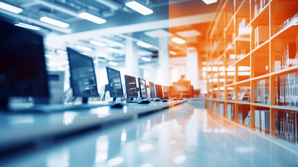 Blurred background of a modern business workplace