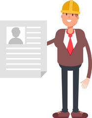 Engineer Character Holding Job Application Document
